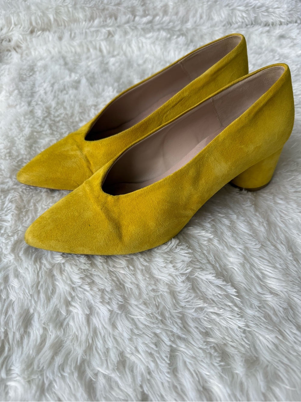 Office London Suede Block Heel Pumps